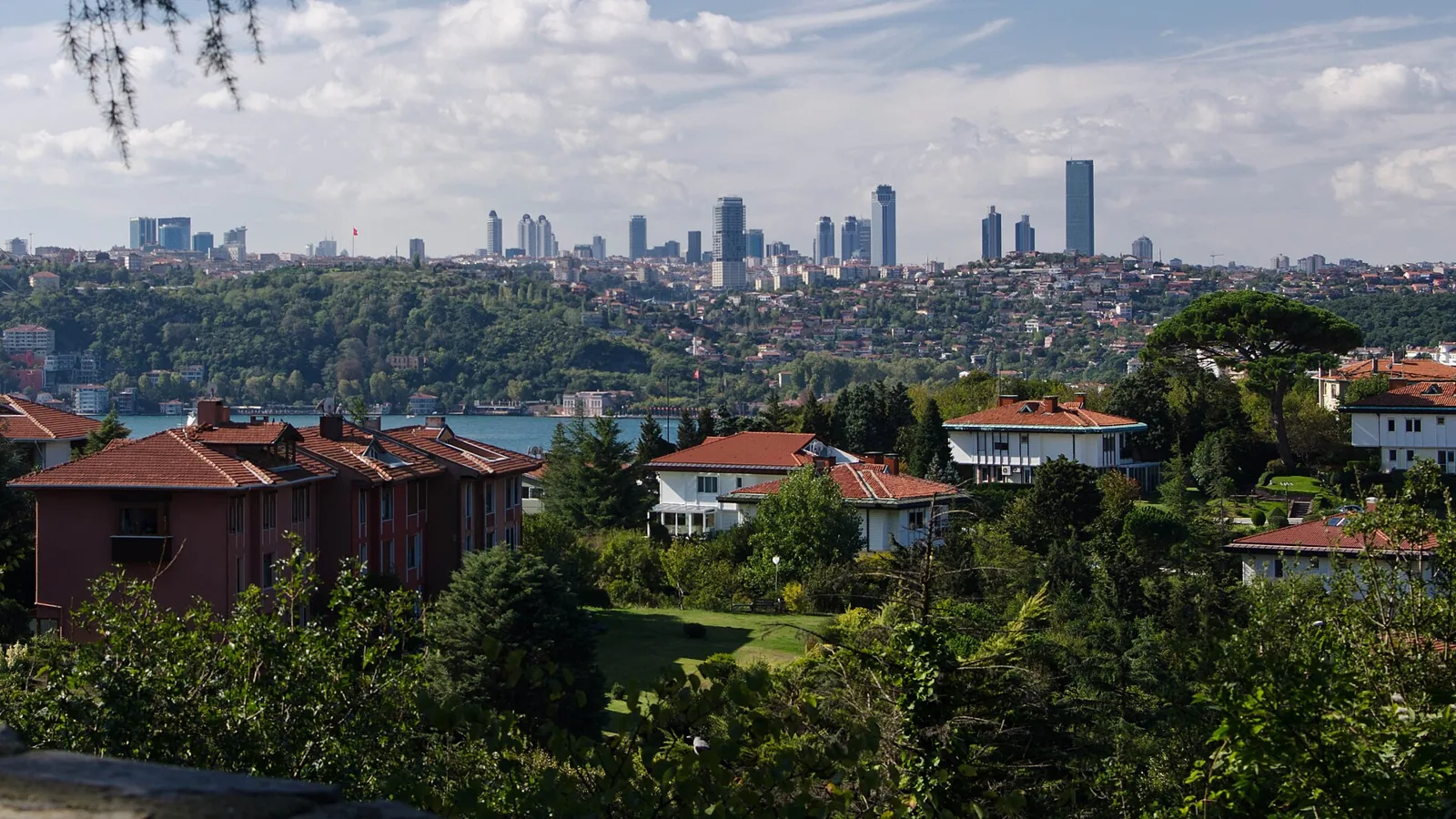 Istanbul Levent skyline above surrounding neighbourhoods