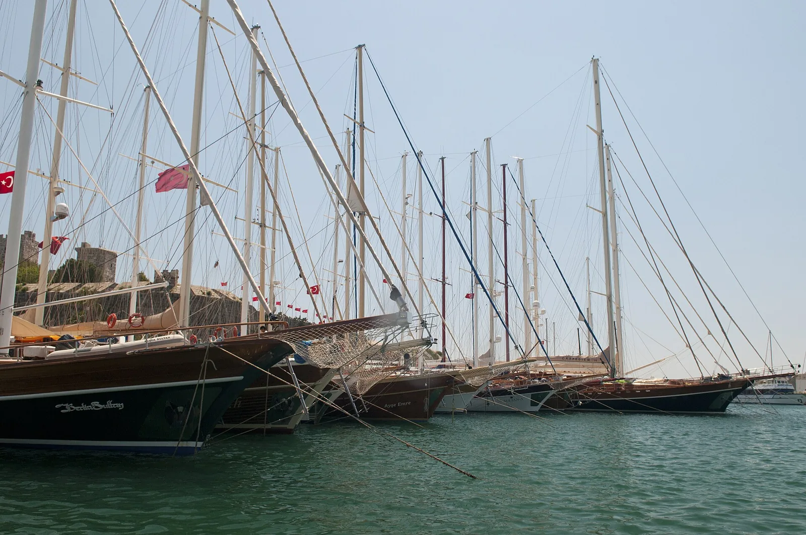 Sailing boats and masts in Bodrum marina, Türkiye