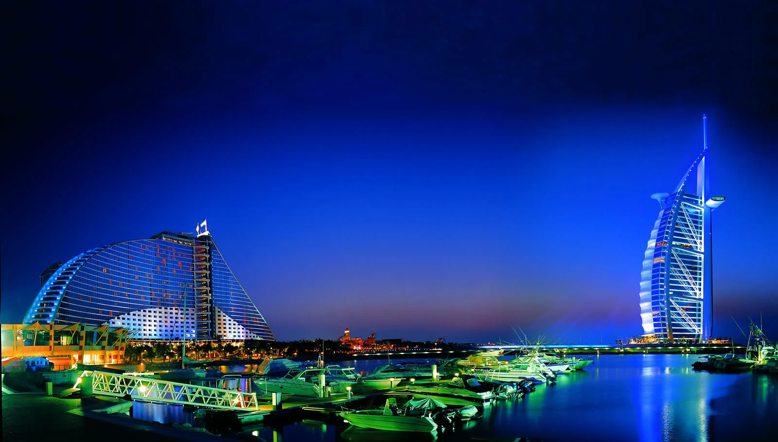 Burj Al Arab and the Jumeirah waterfront at night