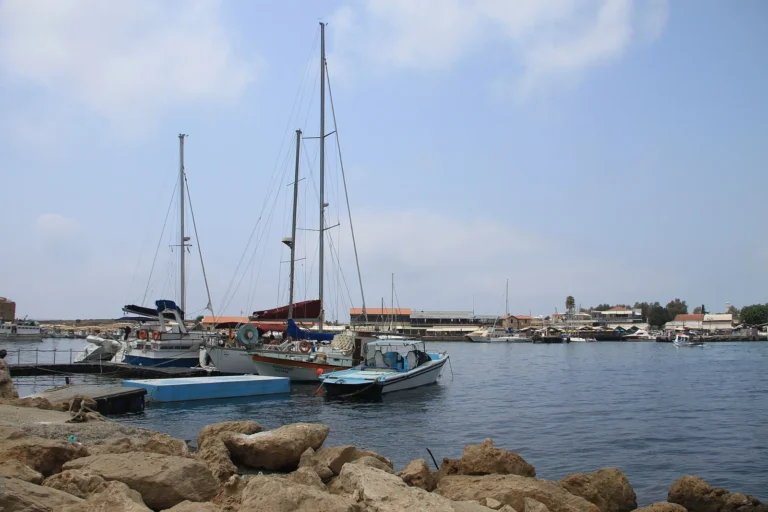 Boats moored in Paphos harbour, Cyprus