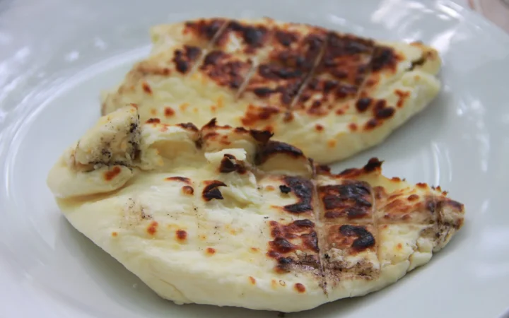 Grilled halloumi cheese served in Cyprus