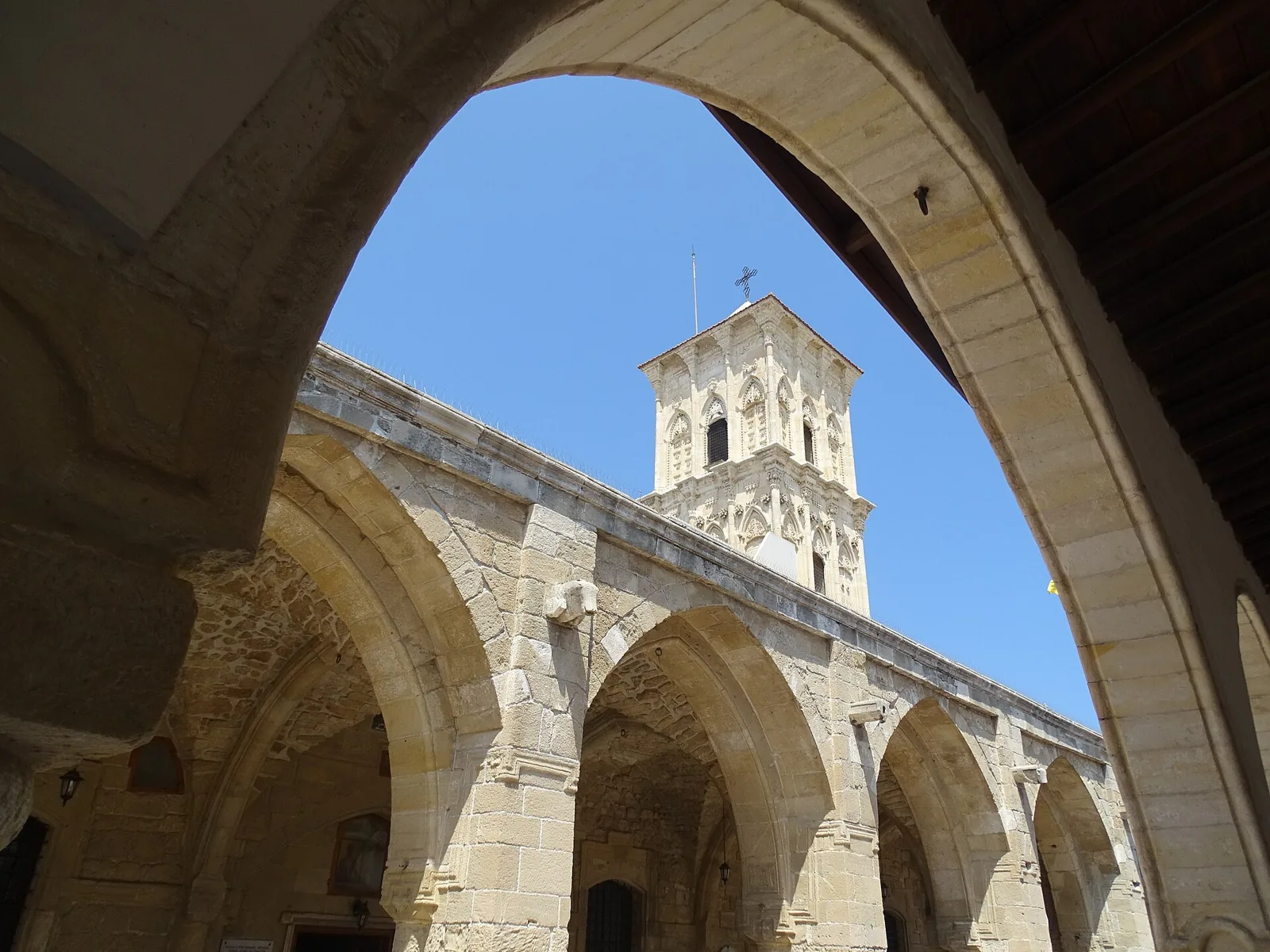 Saint Lazarus Church in Larnaca viewed through an arch