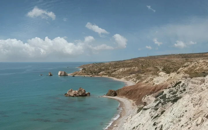 Petra tou Romiou coastal rock formation in Cyprus