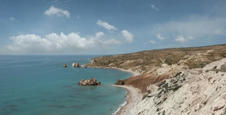 Petra tou Romiou coastal rock formation in Cyprus