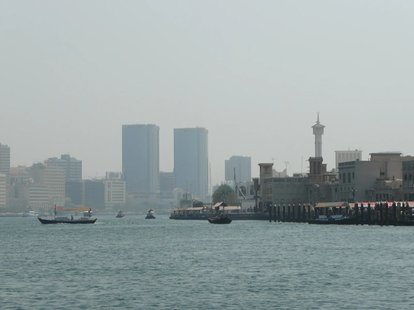Dubai Creek photographed from a traditional abra