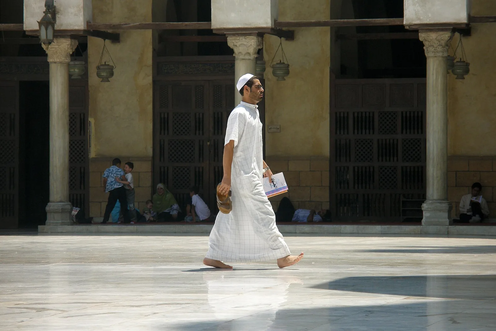 Courtyard and arcades of Al-Azhar Mosque in Cairo