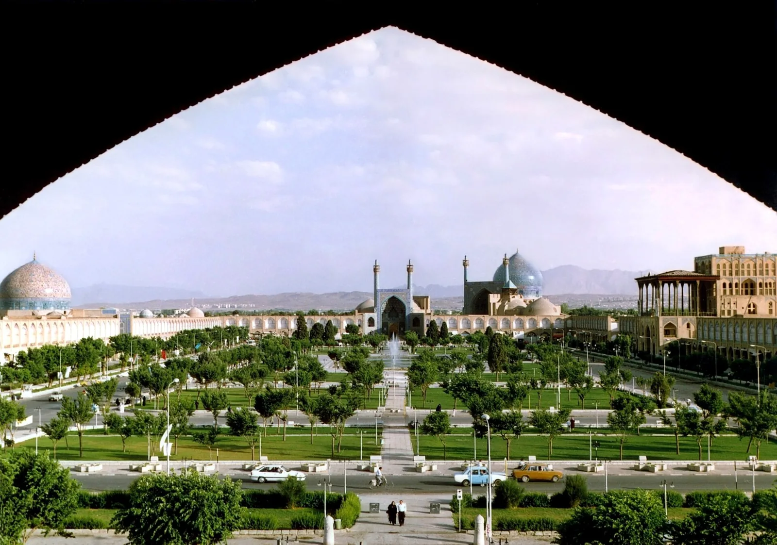 Naqsh-e Jahan Square in Isfahan viewed through an arch