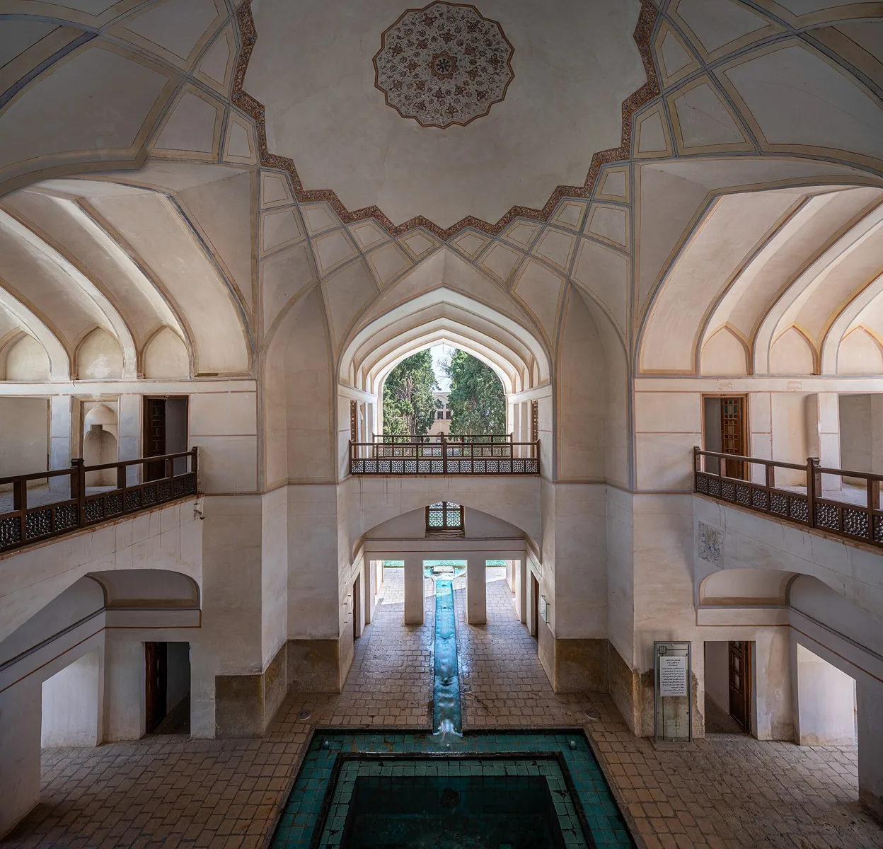 Pavilion interior with water feature at Fin Garden, Kashan