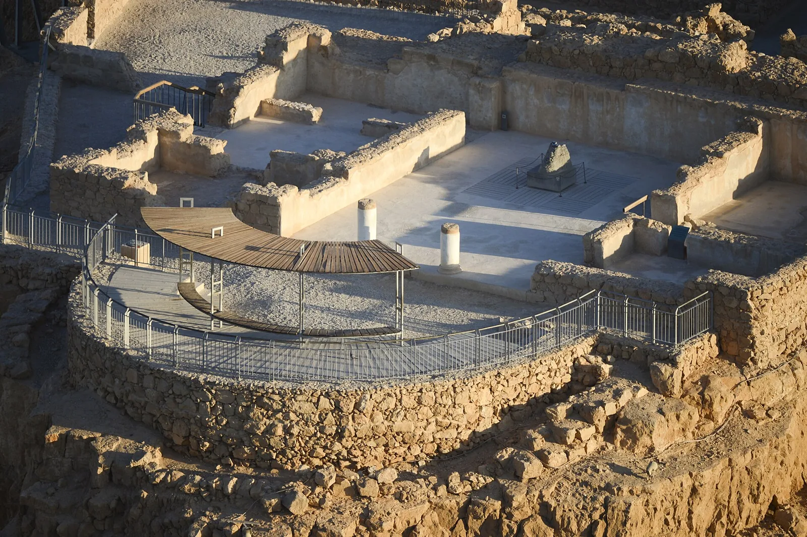 Elevated view of palace remains at Masada