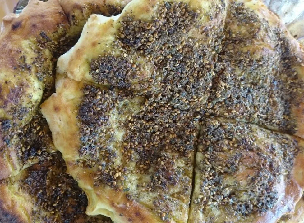 Man’oushe flatbread with herb topping