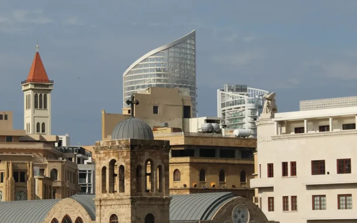 Buildings in downtown Beirut, an archival city context photograph