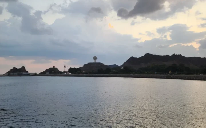 Muscat waterfront and mountains near Mutrah