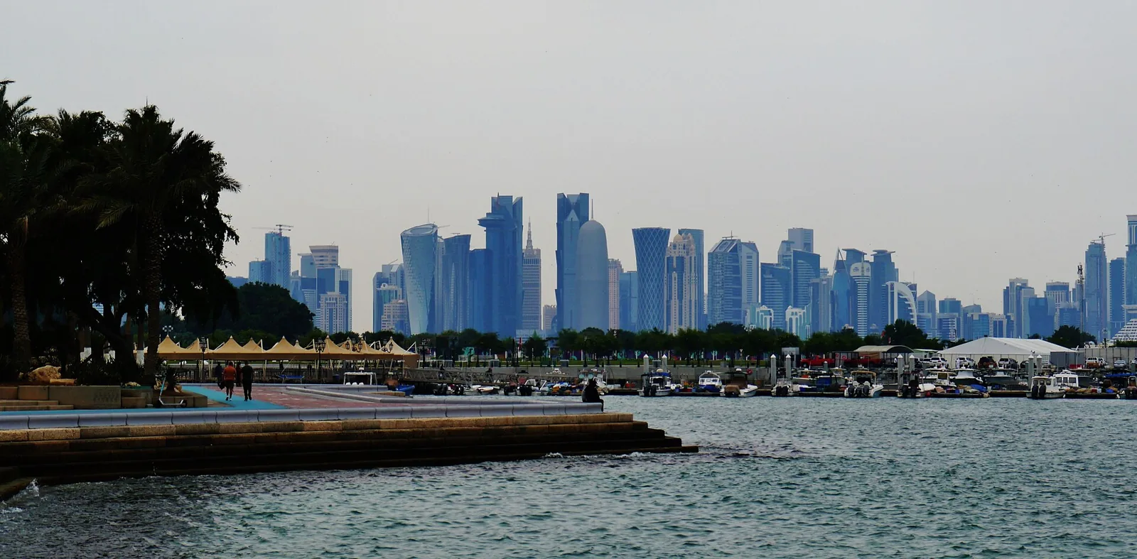 Doha skyline viewed across the Corniche waterfront