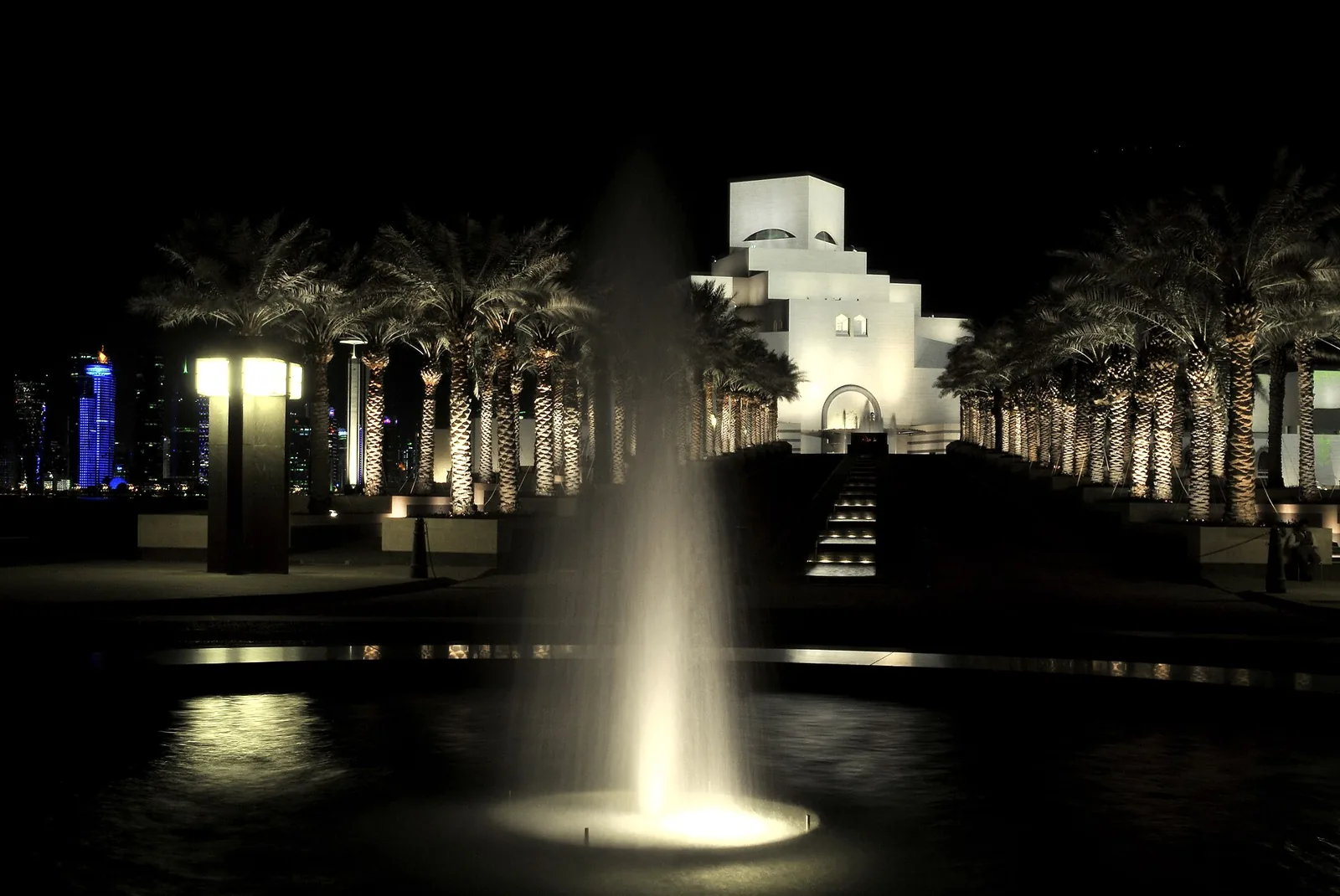 Museum of Islamic Art in Doha illuminated at night