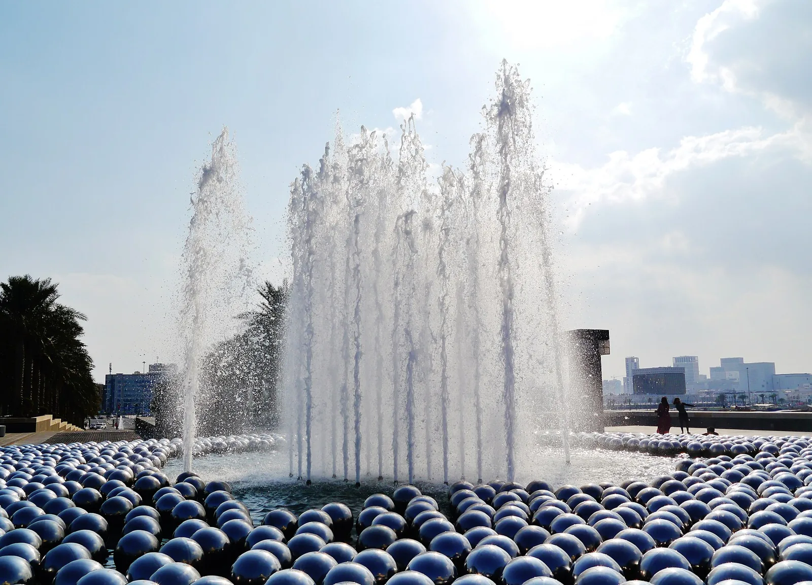 Fountain in front of the Museum of Islamic Art in Doha, photographed in January 2023