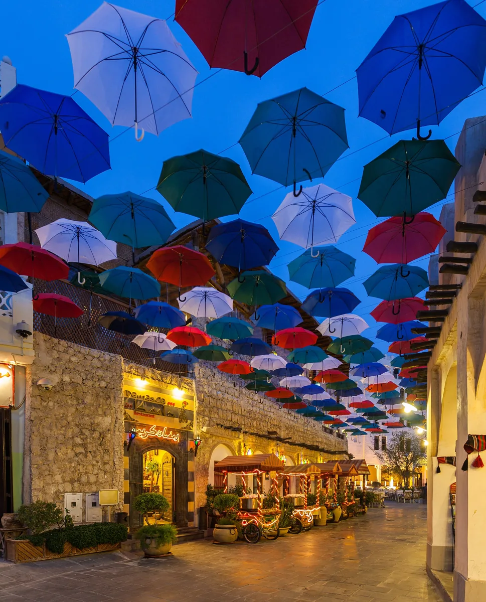 Pedestrian lane and shops in Souq Waqif, Doha