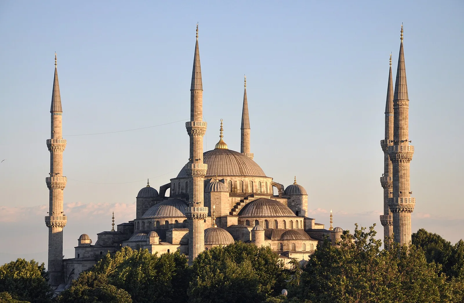 Domes and minarets of Sultan Ahmed Mosque in Istanbul