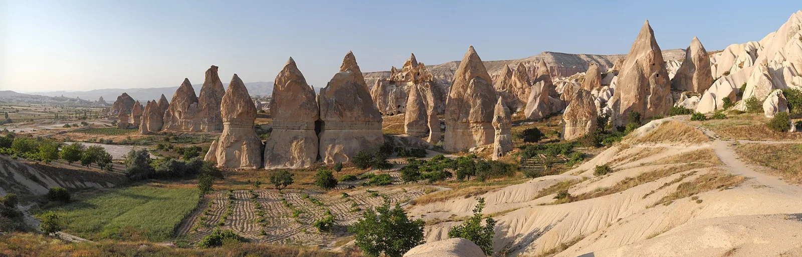 Rock formations and fairy chimneys in Cappadocia