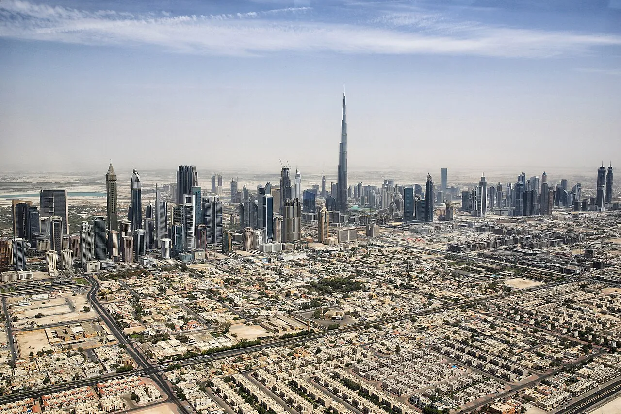 Dubai skyline with the Burj Khalifa rising above surrounding buildings